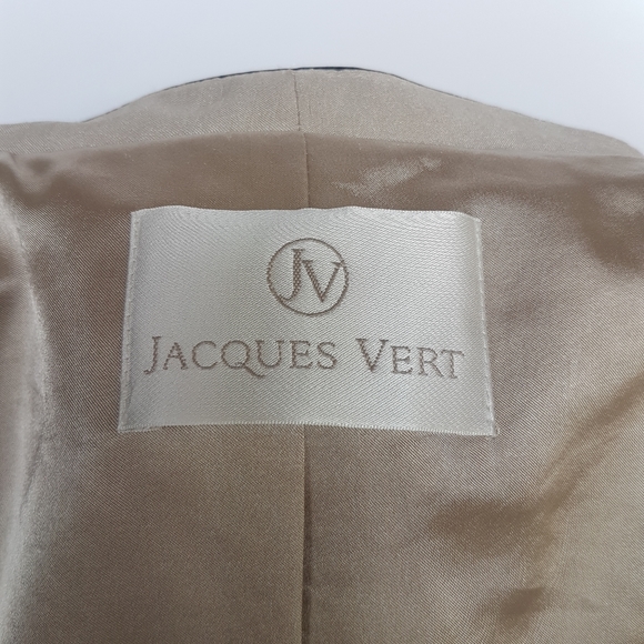 Jacques Vert 3/4 Sleeve Beige Jacket w/ Black Trim - Picture 6 of 6